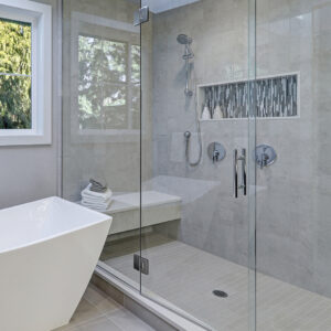 Image of a bathroom with a walk-in shower