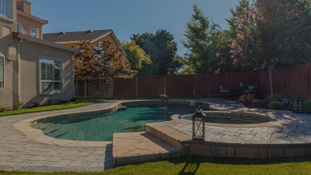 backyard pool patio area