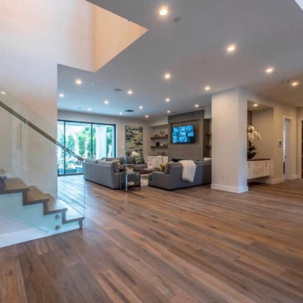 newly installed wood flooring