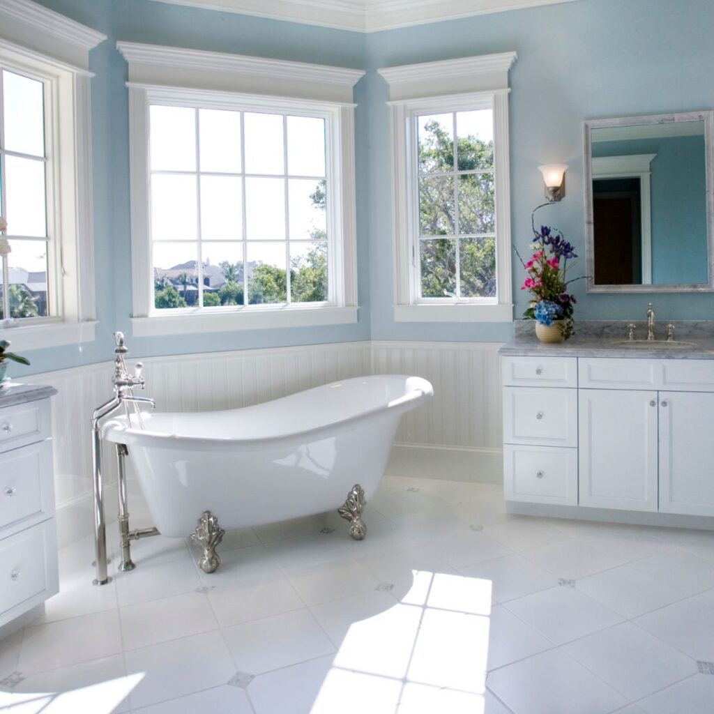 clawfoot tub in luxury bathroom
