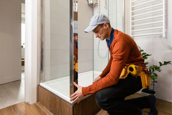 bathroom contractor working