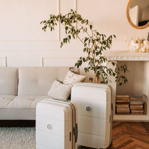 suitcases in living room